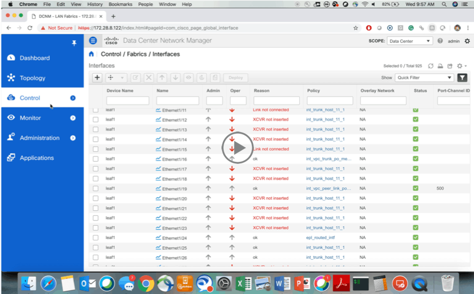 Interface management from DCNM