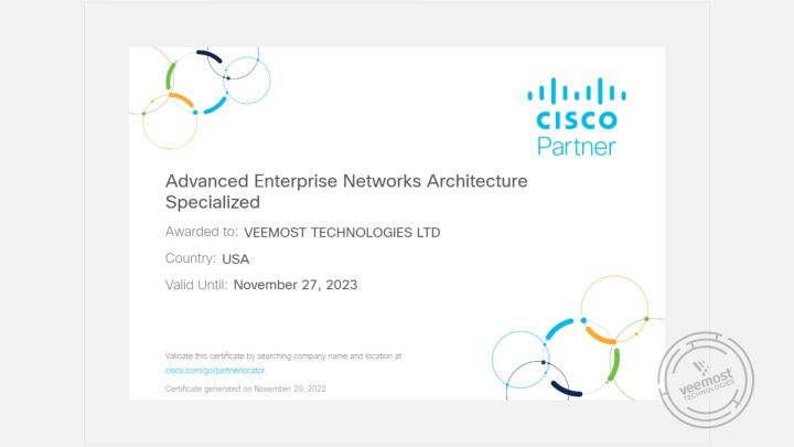 Veemost Technology, LTD Achieves Cisco Advanced Enterprise Networks ...